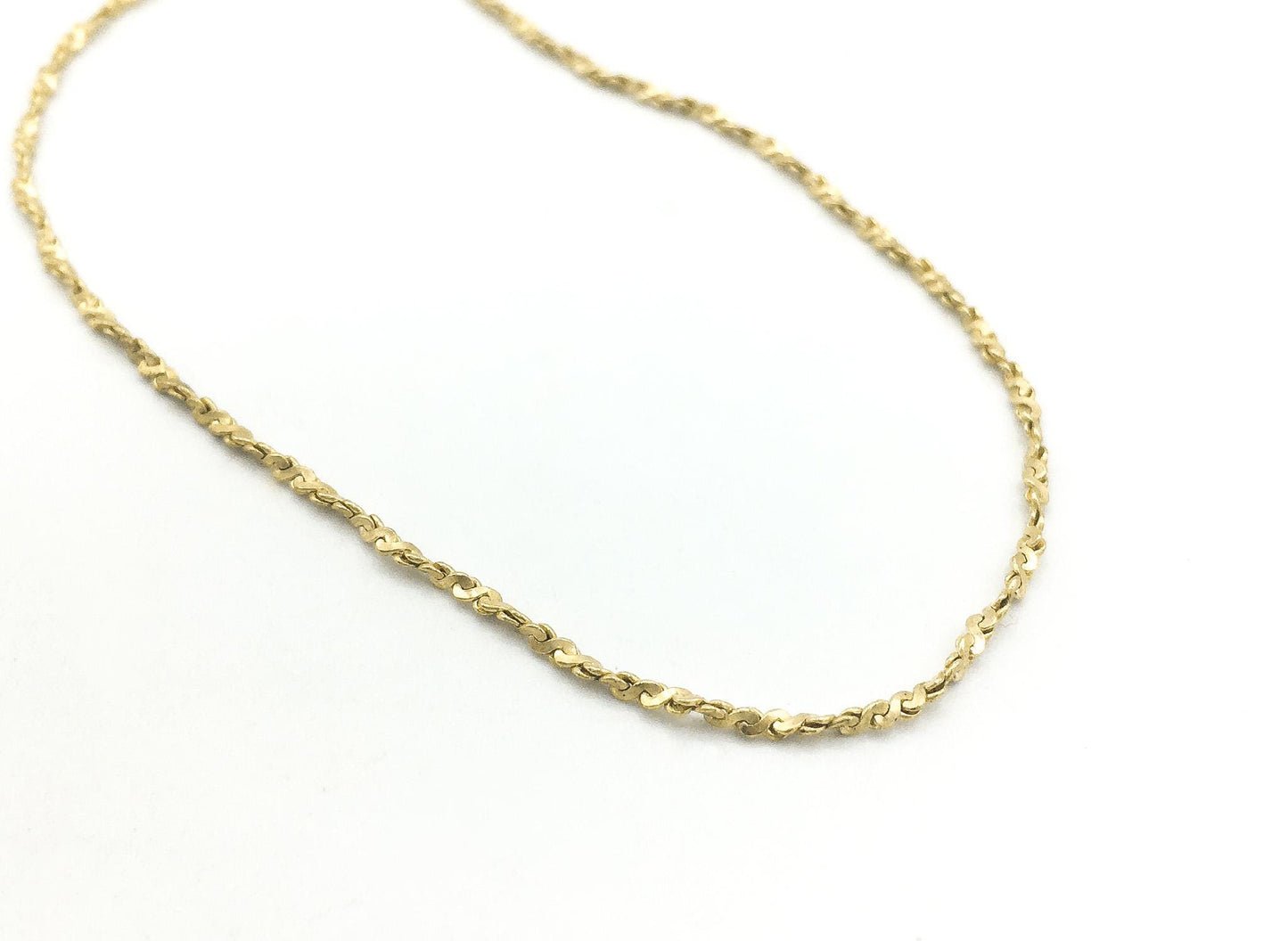 14K Gold Filled Diamond Cut Chain Bracelet, 1mm, 7", 0.8g, Simple Everyday Bracelet