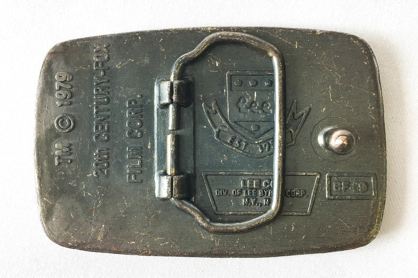 Vintage 1979 Star Wars C-3PO R2-D2 Blue Enamel Brass Belt Buckle, 2" x 2.75", Vintage 70s Star Wars Apparel Merchandise
