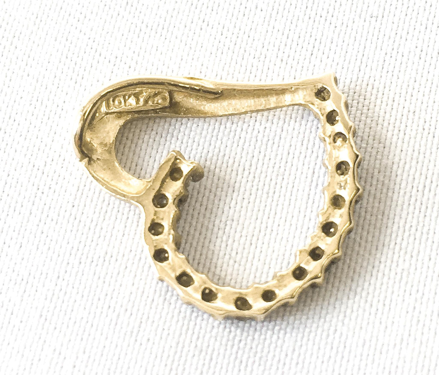 10K Yellow Gold Diamond Asymmetrical Heart Pendant, .5", Simple Everyday Heart Necklace