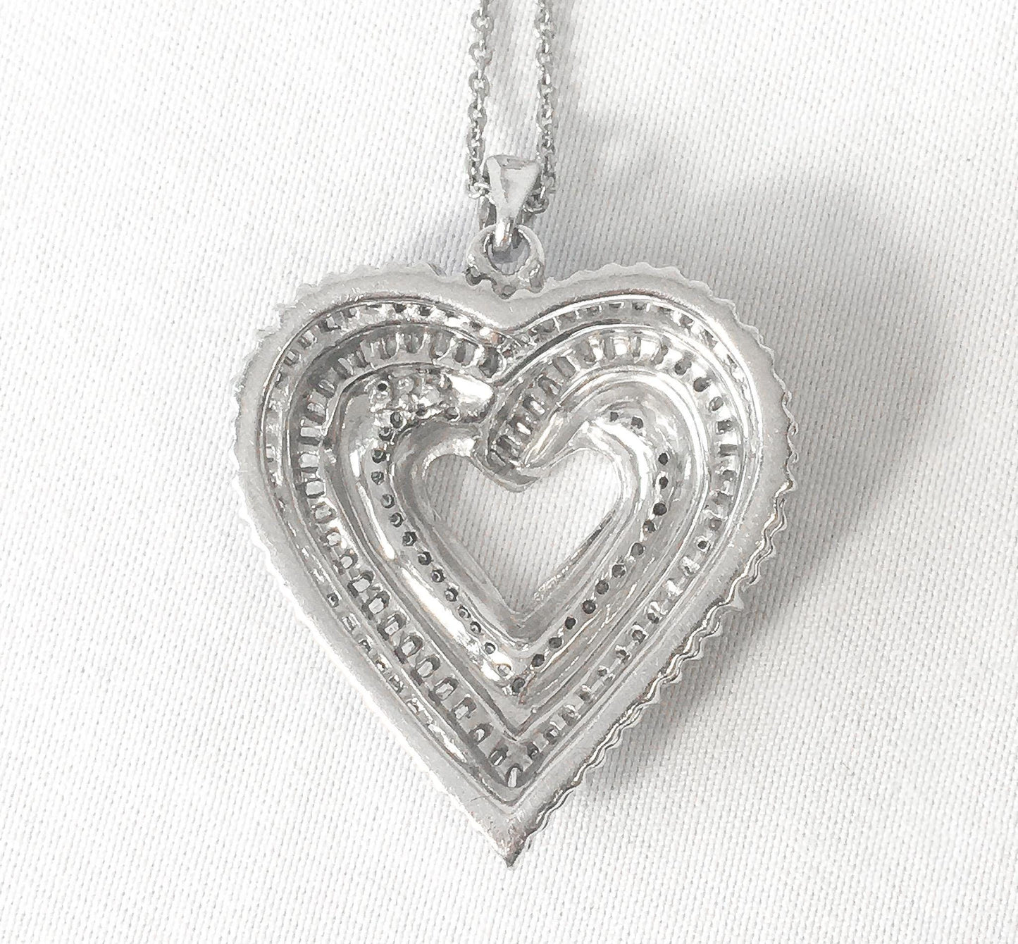 1.25 Carat Genuine Baguette Cut Diamond Heart 1" Pendant on a 925 KA1772 18.5" Chain