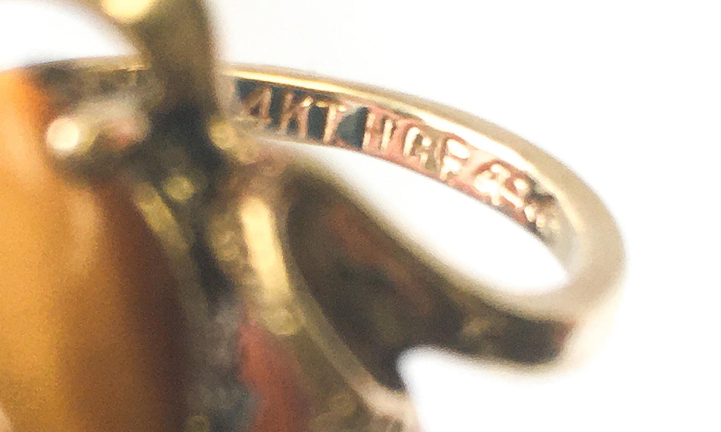 Tiger's Eye 14KT Heavy Gold Filled, Heavy Gold Electroplated Textured Asymmetrical Free Form Ring, Sz. 6.75, Unique Boho Statement Jewelry