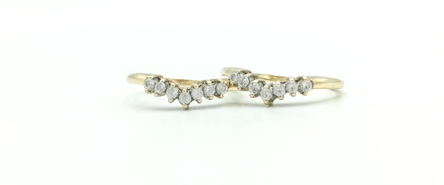 10K Cubic Zirconia Chevron Stackable Wedding Ring, Sizes 5.5 and 6, Simple Dainty Stack Engagement Wedding Band