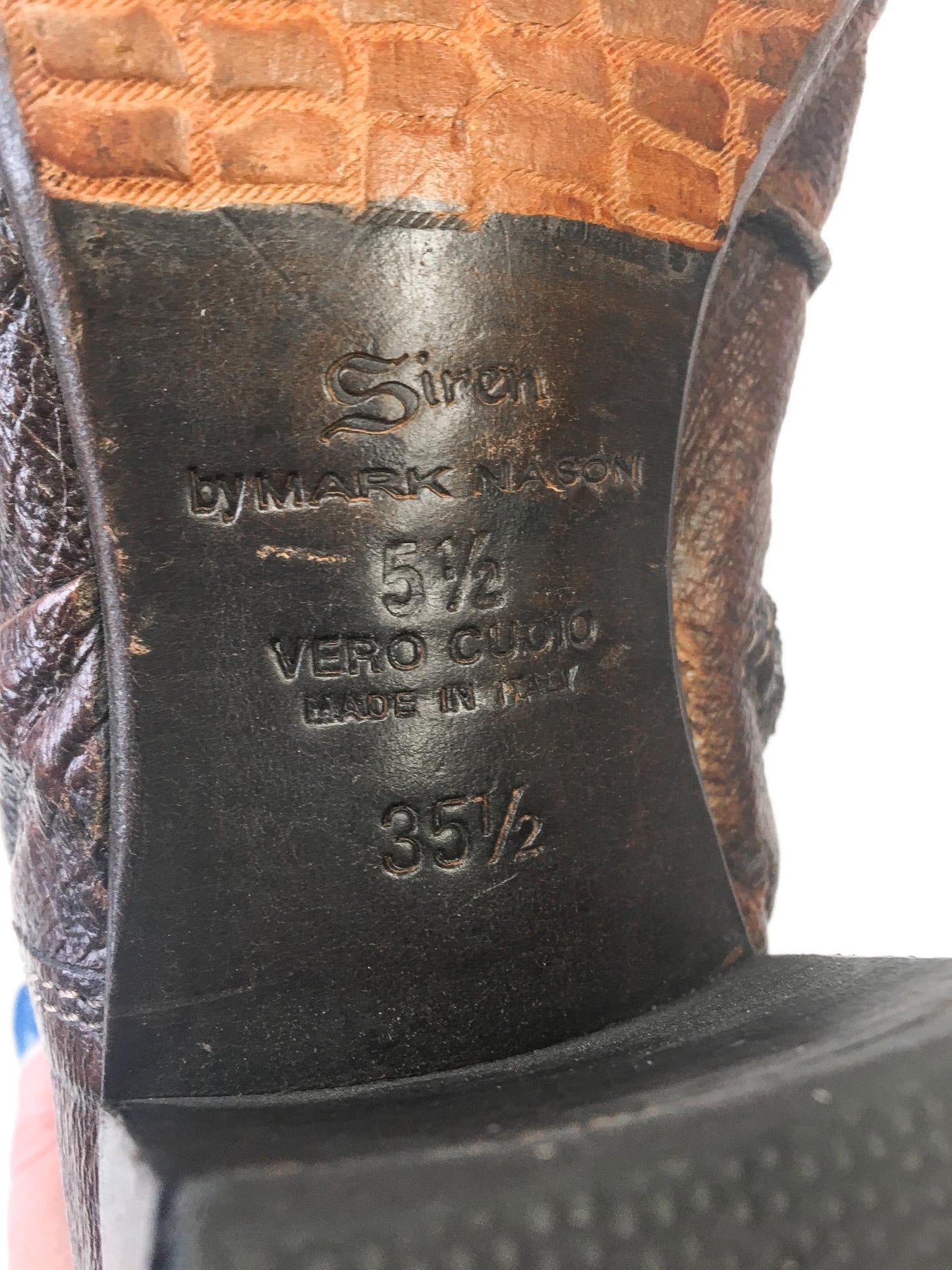 Vintage Siren by Mark Nason Brown Leather Dragon Studded Embroidered Zip Up Knee-High Boots, Sz. 5.5, Vintage Western Statement Boots