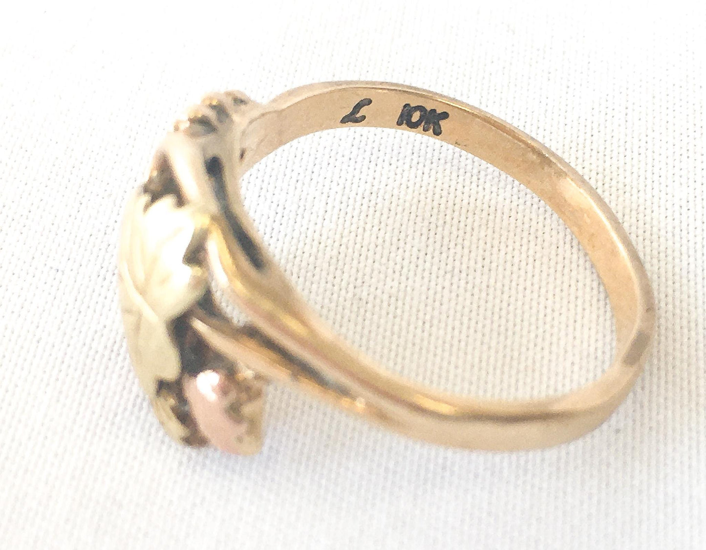 Vintage Landstrom's 10K Black Hills Gold Tricolor Multi Leaf Ring, Sz. 6.5, Vintage Black Hills Jewelry