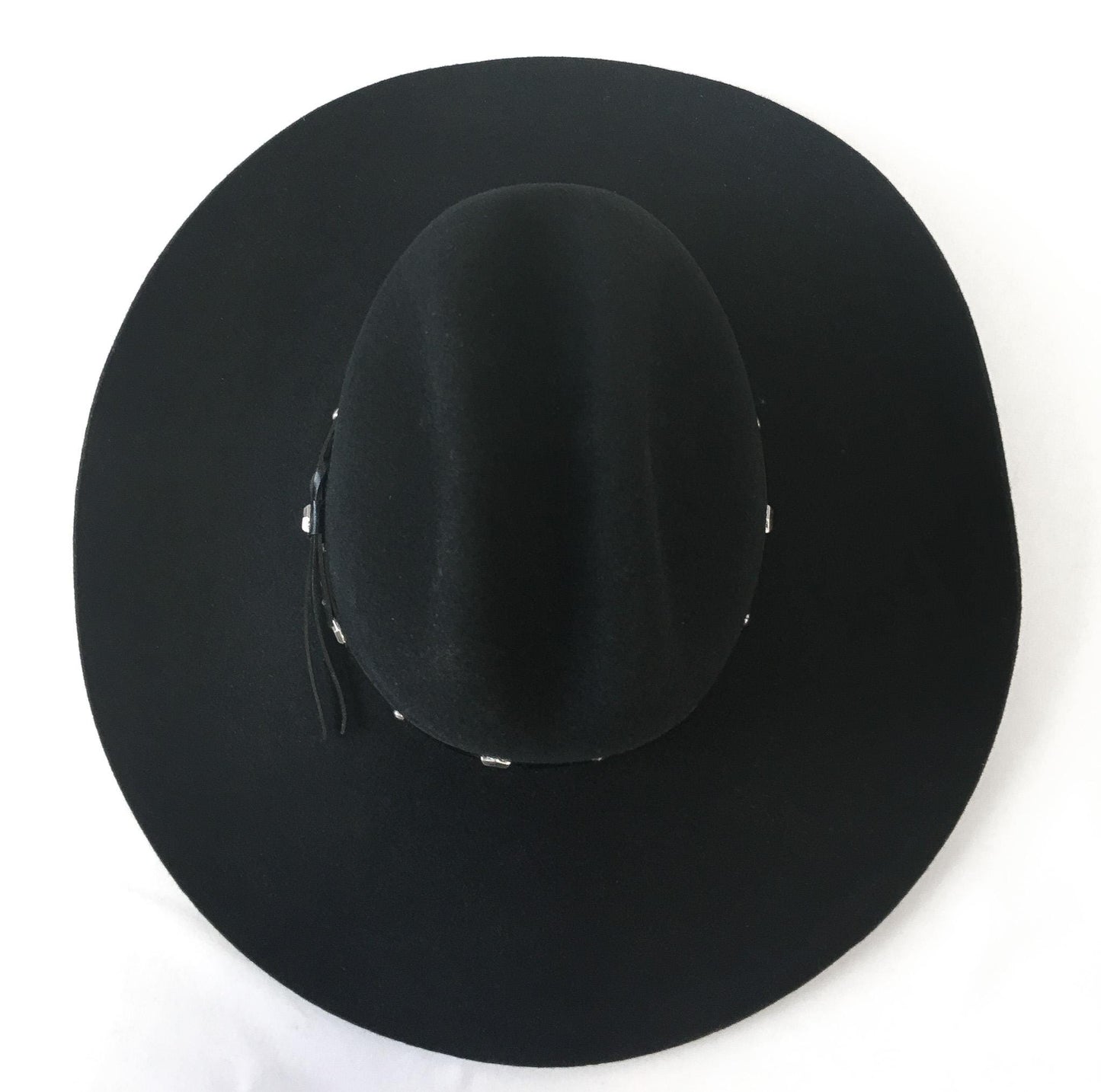 2X Stallion by Stetson Black Felt Cowboy Hat with Leather Silver Stud Band, Sz. 6 7/8, Vintage Western Hat
