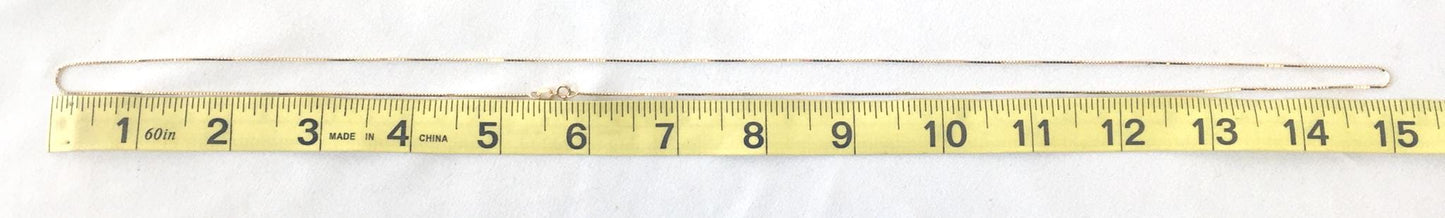 14K Yellow Gold 30" Box Chain Necklace, 1mm, Simple Dainty Everyday Layering Necklace