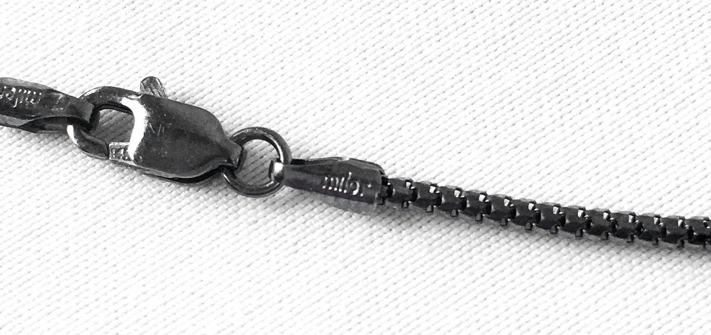 585 14K Milor Italy Black Gold Box Chain Necklace, 18", 2.7 grams, 1mm, Unique Simple Layering Chain