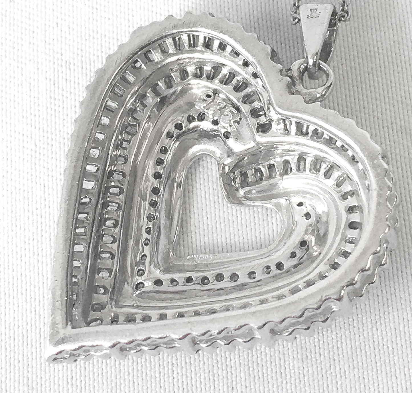 1.25 Carat Genuine Baguette Cut Diamond Heart 1" Pendant on a 925 KA1772 18.5" Chain