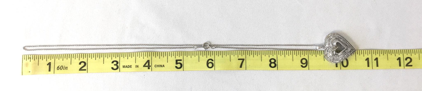 1.25 Carat Genuine Baguette Cut Diamond Heart 1" Pendant on a 925 KA1772 18.5" Chain