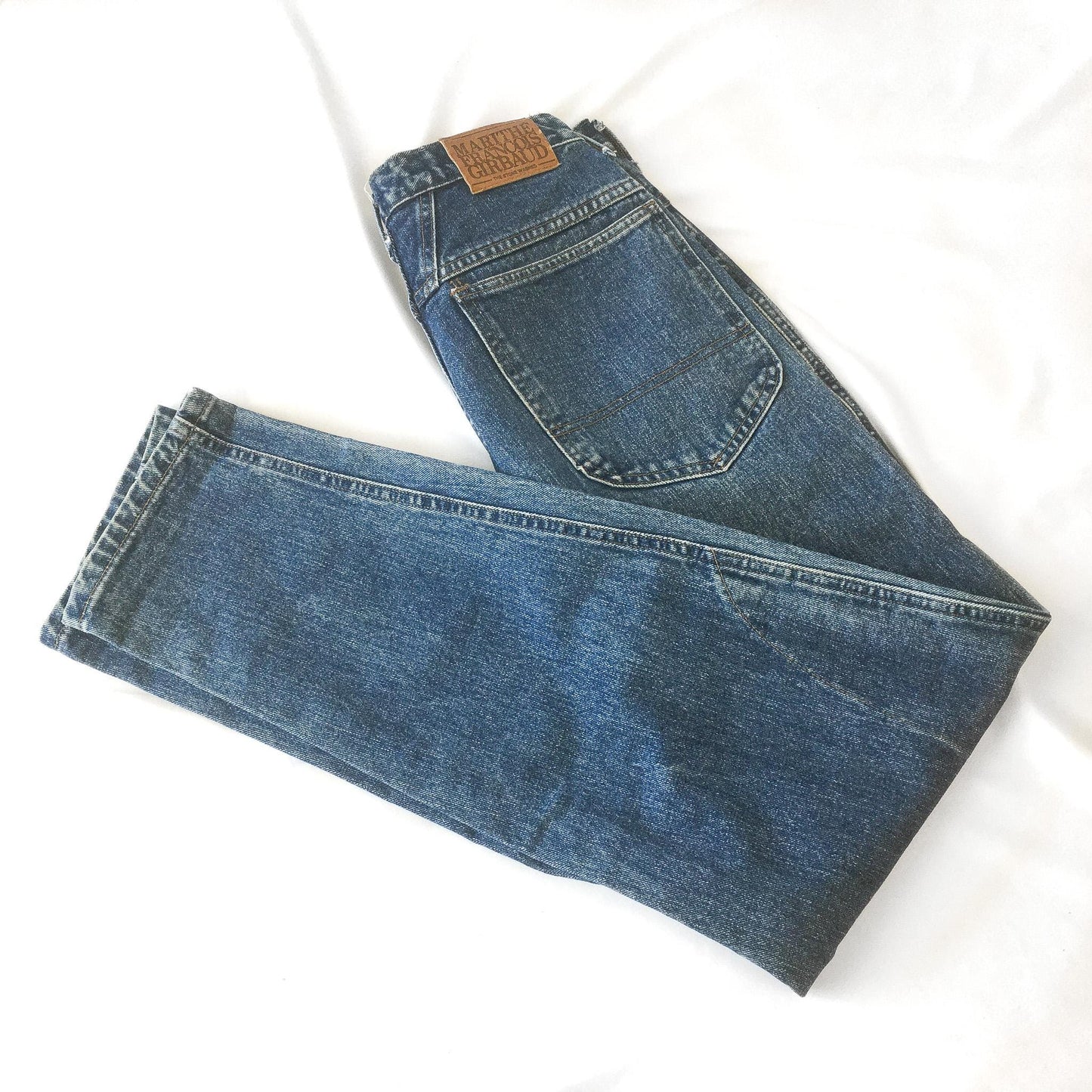 90s Marithe Francois Girbaud Medium Wash High Waist Tapered Leg Jeans, 28" x 30", Vintage 90s Denim