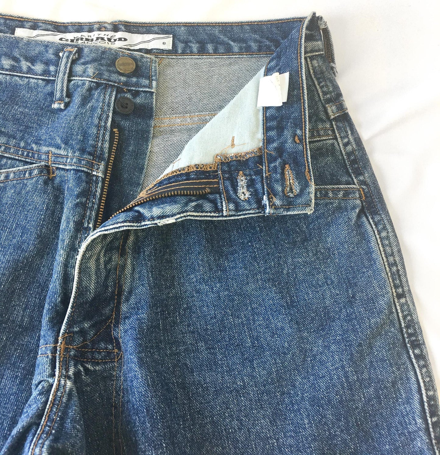 90s Marithe Francois Girbaud Medium Wash High Waist Tapered Leg Jeans, 28" x 30", Vintage 90s Denim