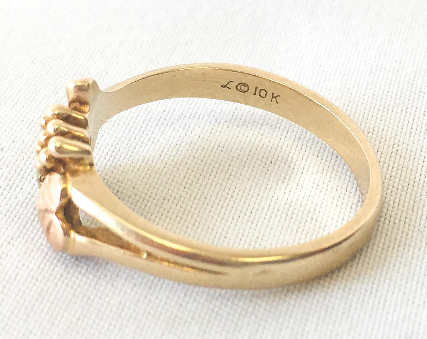 Vintage Landstrom's 10K Black Hills Gold Two Leaf Grape Ring, Sz. 6.5, Vintage Black Hills Jewelry