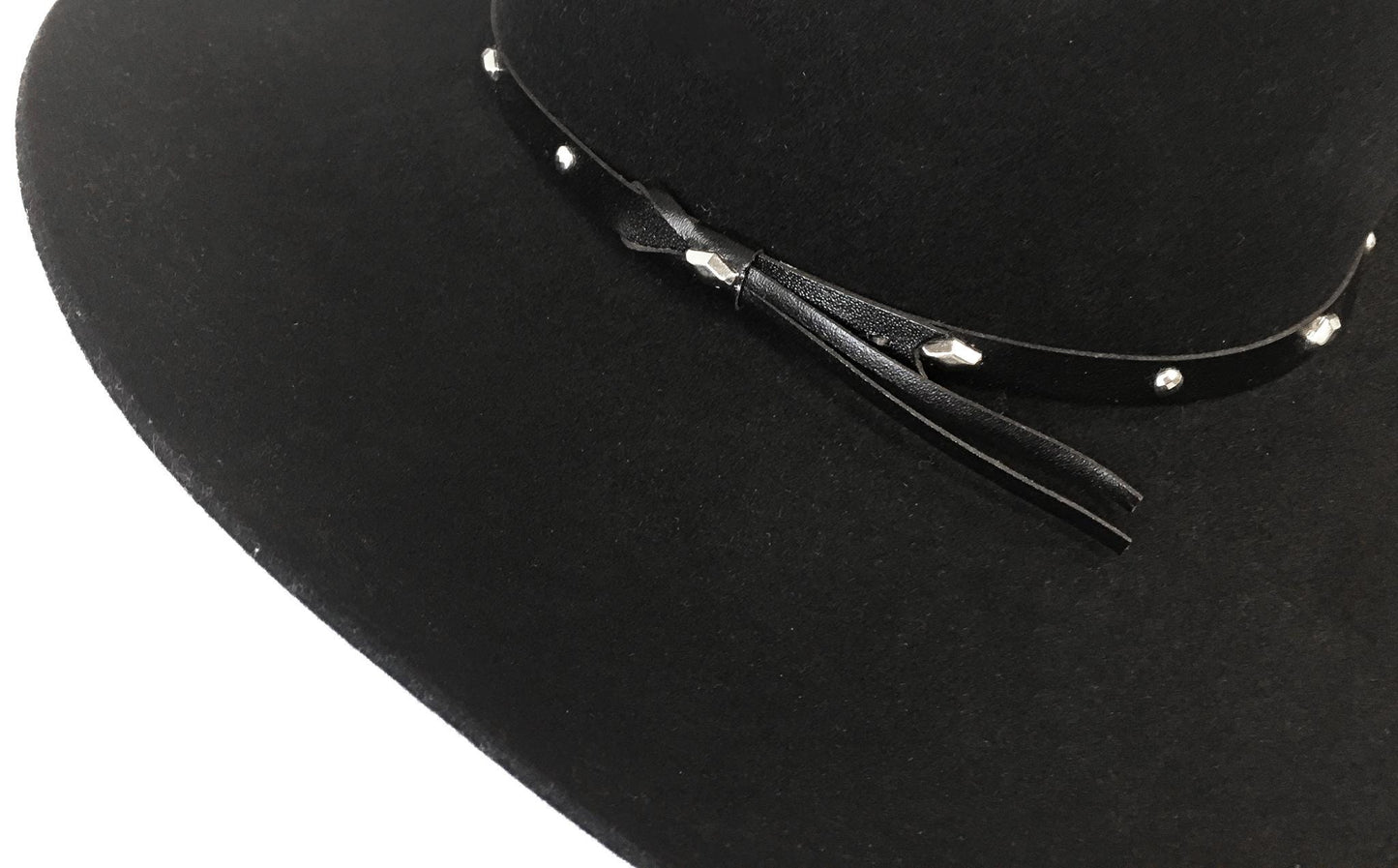 2X Stallion by Stetson Black Felt Cowboy Hat with Leather Silver Stud Band, Sz. 6 7/8, Vintage Western Hat