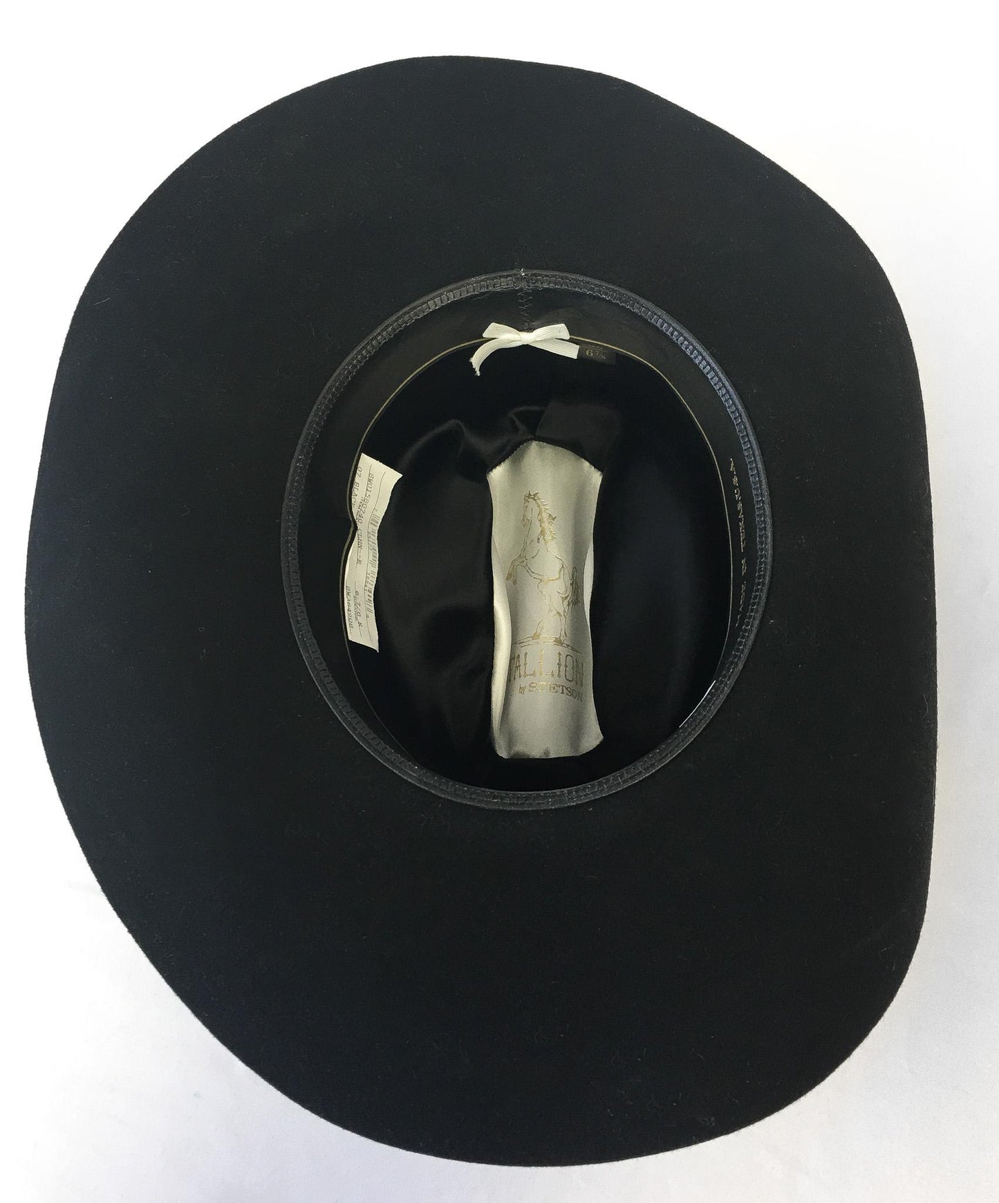 2X Stallion by Stetson Black Felt Cowboy Hat with Leather Silver Stud Band, Sz. 6 7/8, Vintage Western Hat