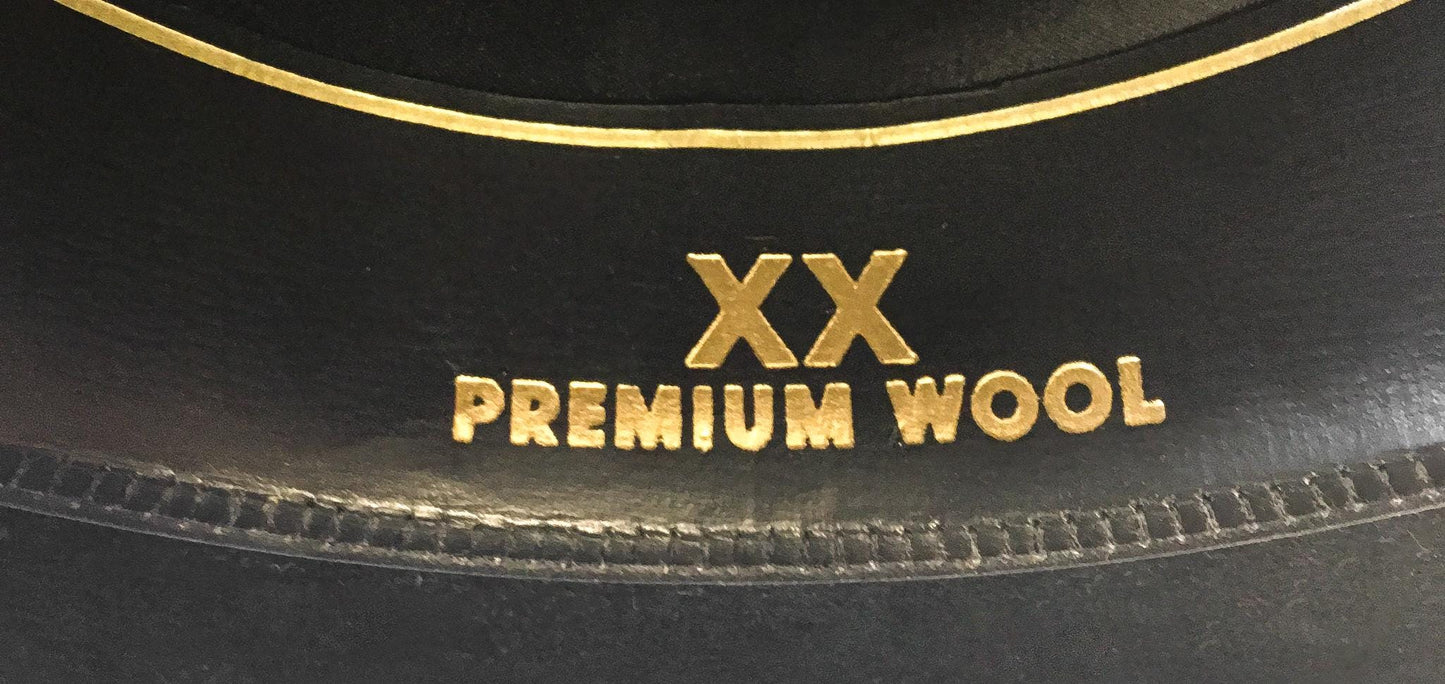 2X Stallion by Stetson Black Felt Cowboy Hat with Leather Silver Stud Band, Sz. 6 7/8, Vintage Western Hat