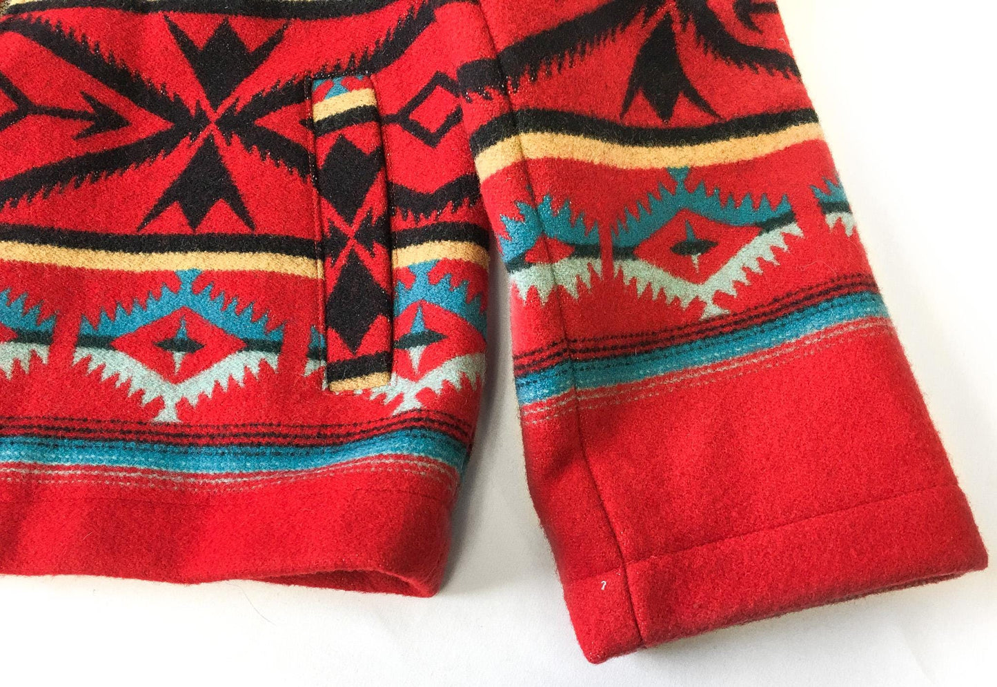 Vintage Inspired Pendleton Red Aztec Patterned Wool Jacket, Women's Sz. S, Vintage Western Jacket