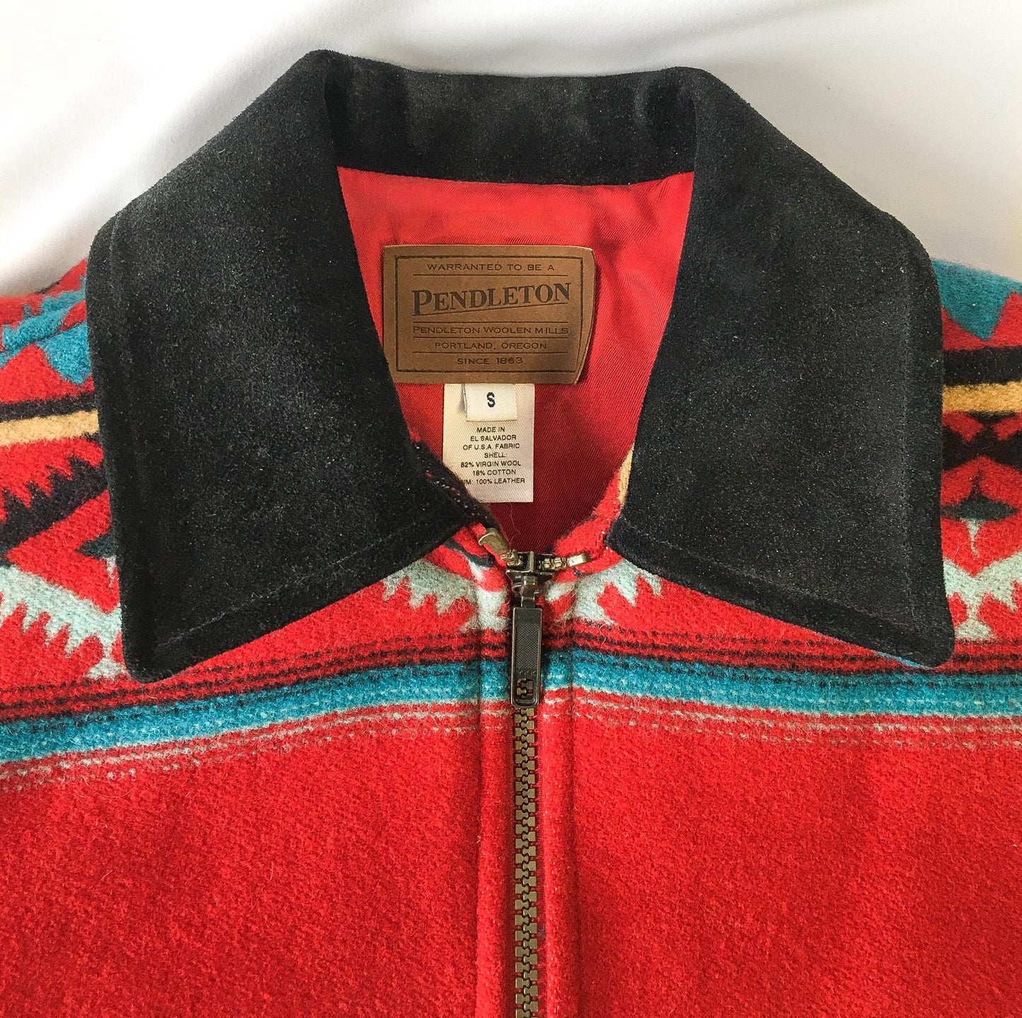 Vintage Inspired Pendleton Red Aztec Patterned Wool Jacket, Women's Sz. S, Vintage Western Jacket
