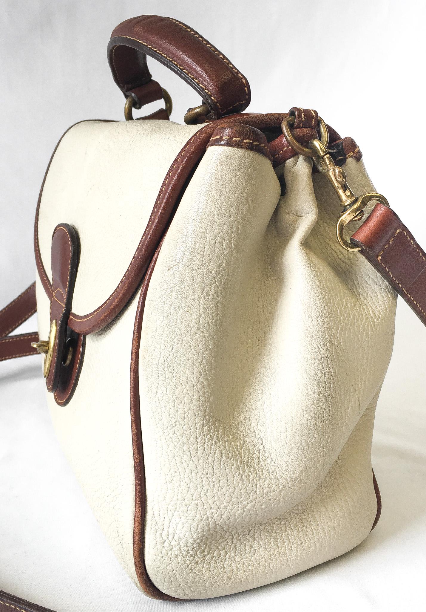 Vintage 90s Coach Monticello Bone/Cream/Brown Top Handle/Crossbody Bag, Style #4226, From 1992 Sheridan Collection, Rare Coach Bag