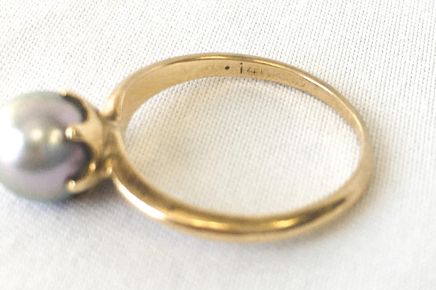 14K Gold Gray Multi-Toned Pearl Ring, Sz. 5.25, Vintage Colored Unique Pearl Ring, Nautical Coastal Jewelry