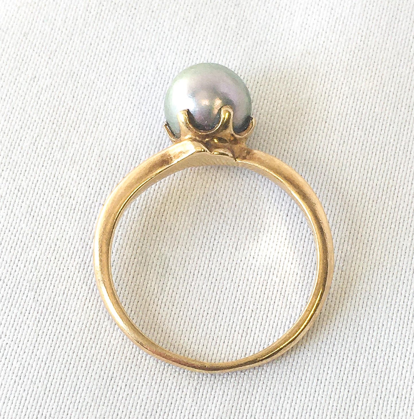 14K Gold Gray Multi-Toned Pearl Ring, Sz. 5.25, Vintage Colored Unique Pearl Ring, Nautical Coastal Jewelry