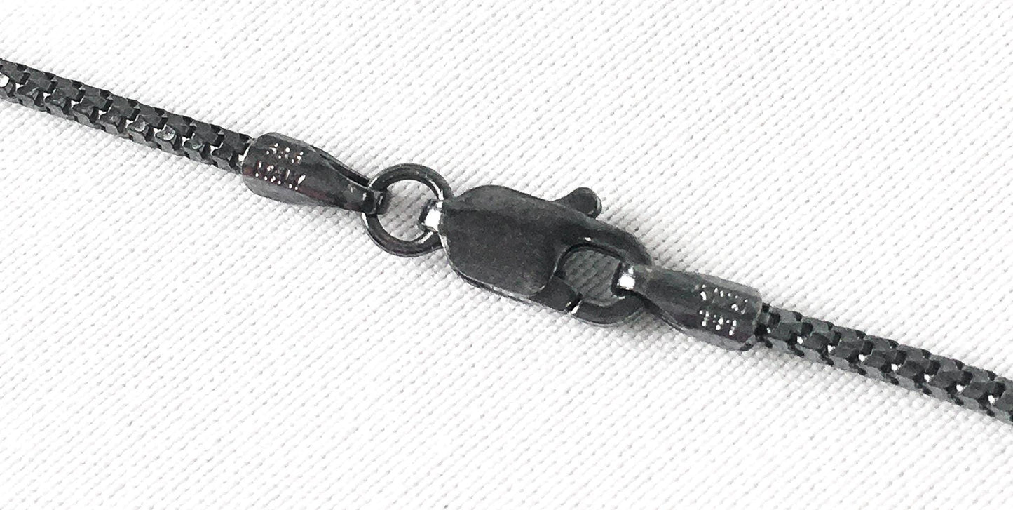 585 14K Milor Italy Black Gold Box Chain Necklace, 18", 2.7 grams, 1mm, Unique Simple Layering Chain