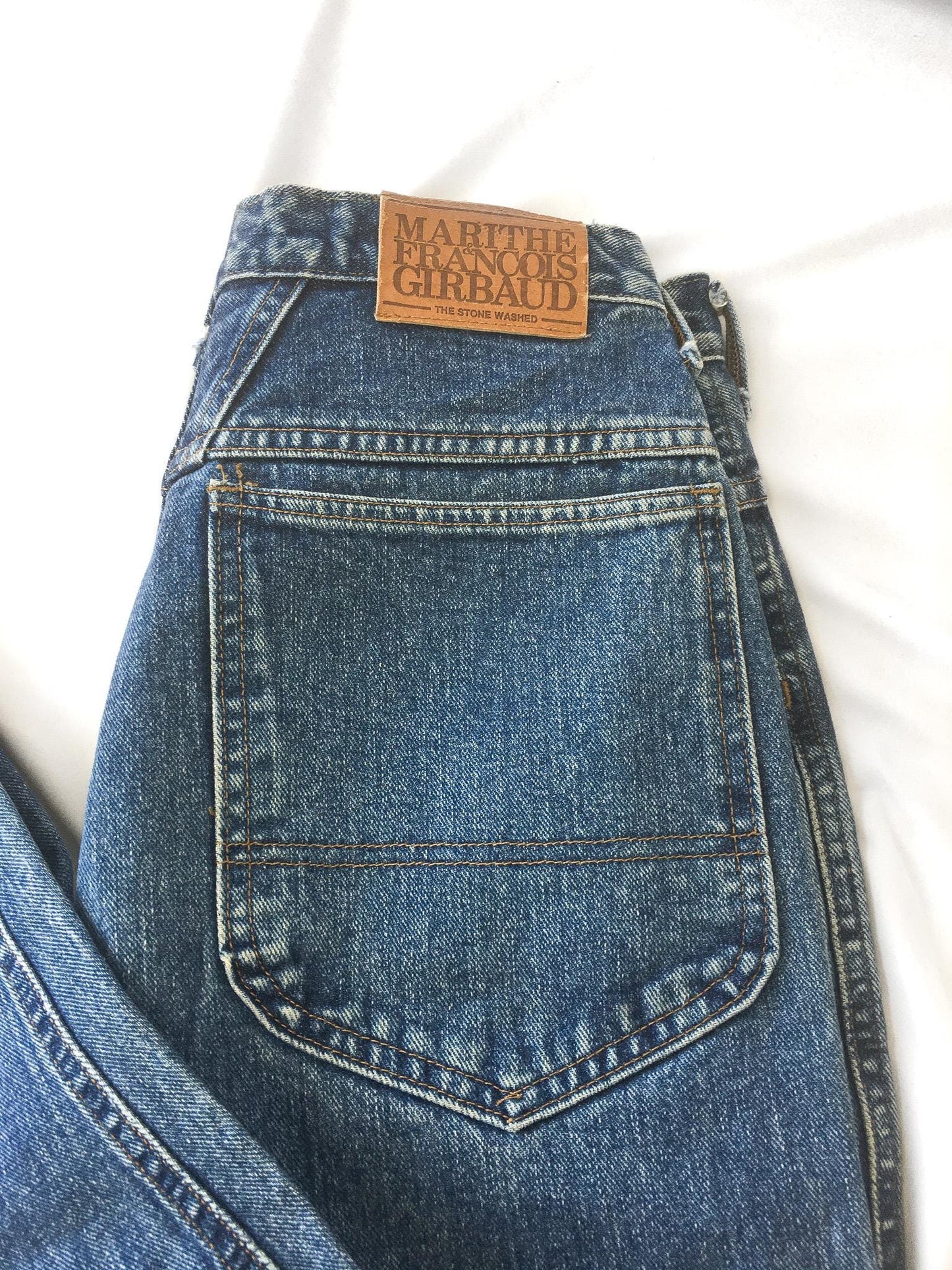 90s Marithe Francois Girbaud Medium Wash High Waist Tapered Leg Jeans, 28" x 30", Vintage 90s Denim