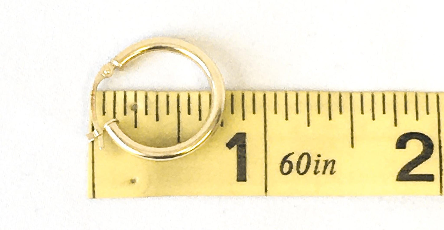 14K Yellow Gold Tube Hollow Circular Hoop Earrings, .75", .6 grams, Lightweight Dainty Simple Earrings