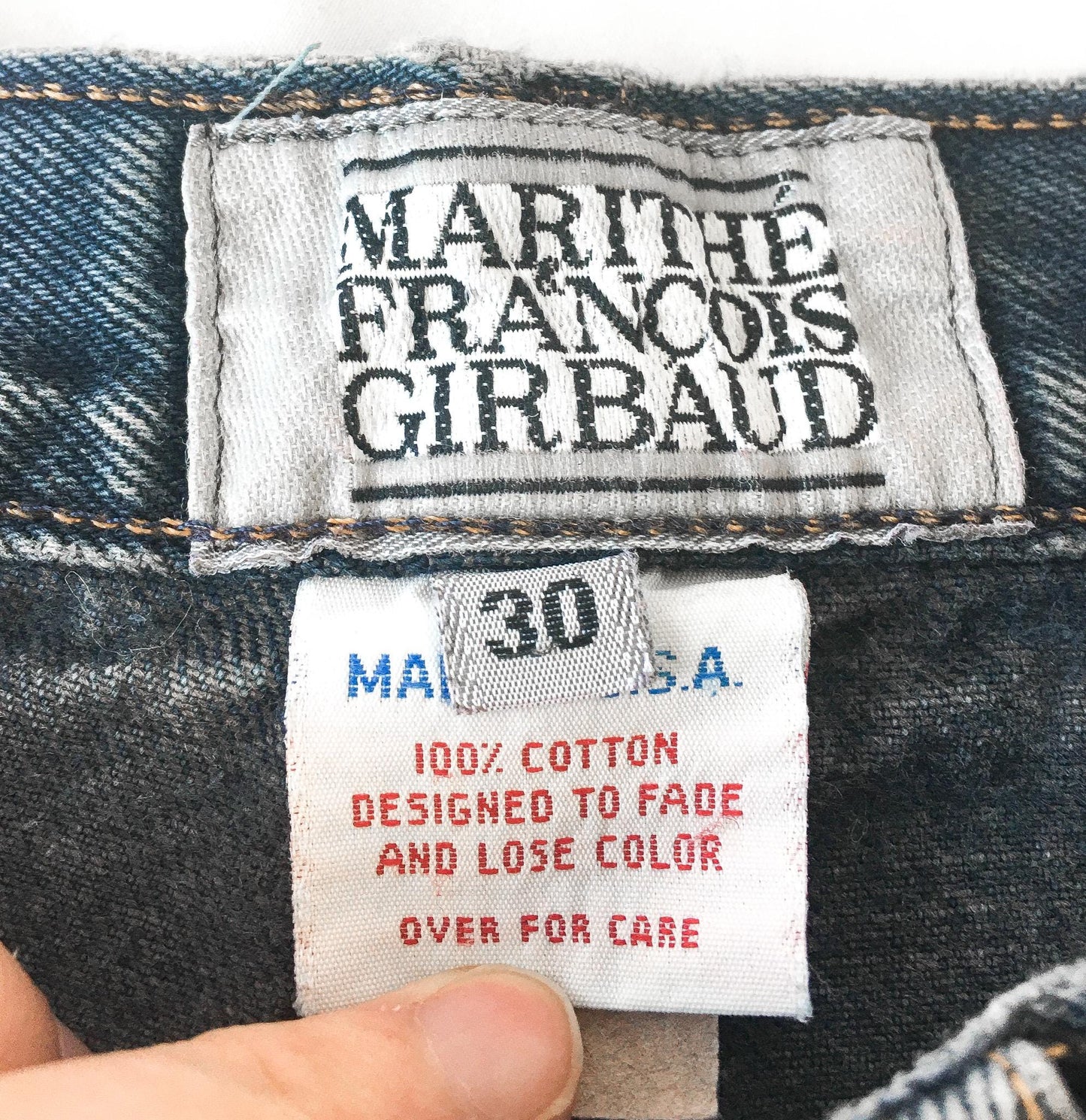 90s Marithe Francois Girbaud Medium Stonewash High Rise Straight Leg/Baggy Jeans, 26" x 31"