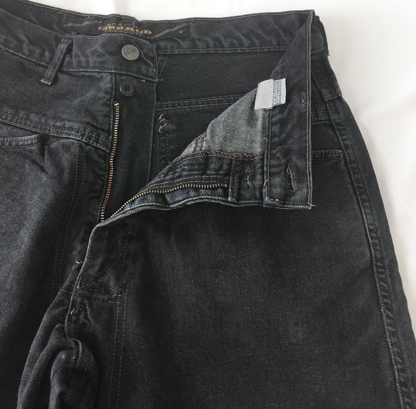 90s Marithe Francois Girbaud Black Stonewashed Straight Leg/Baggy High Rise Jeans, 28" x 30"