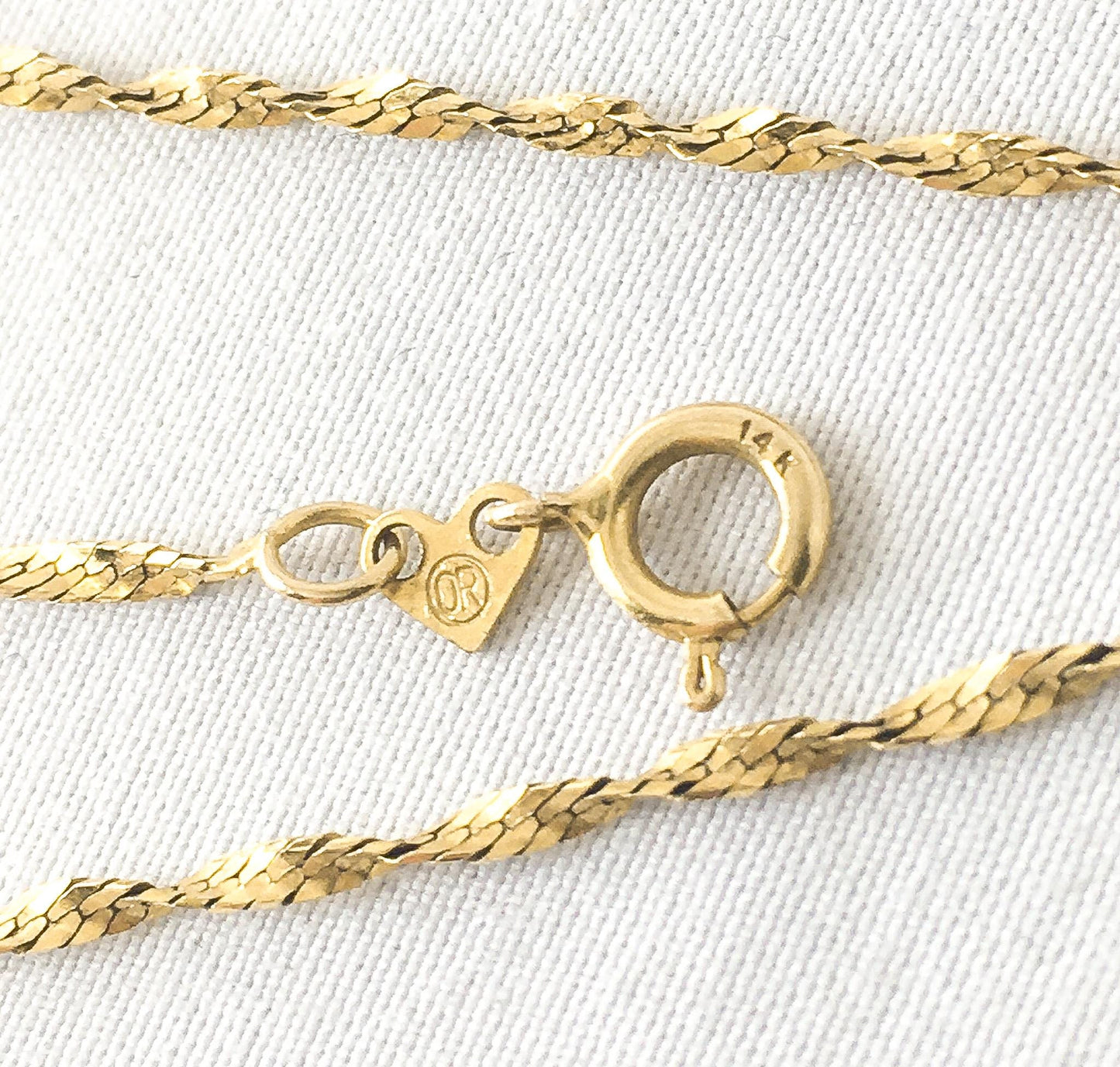 Vintage 14K OroAmerica Gold Singapore 18" Chain Necklace, 1mm, 1.8 grams, Simple Dainty Layering Chain