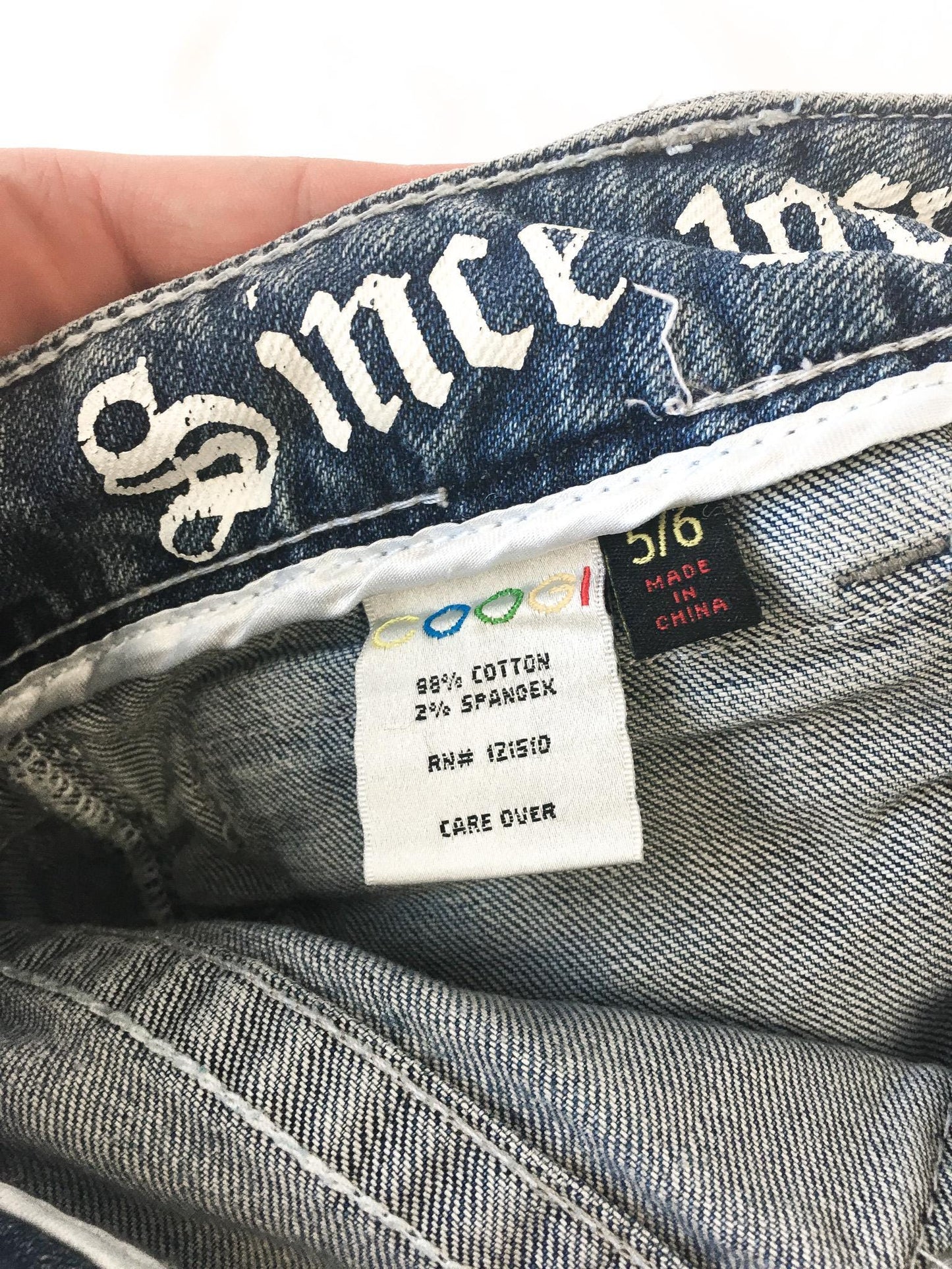 Vintage COOGI Light Wash Royal Symbol Blue/Red/Gold Low Rise Micro Denim Shorts, 29" Waist, Y2K Denim Shorts