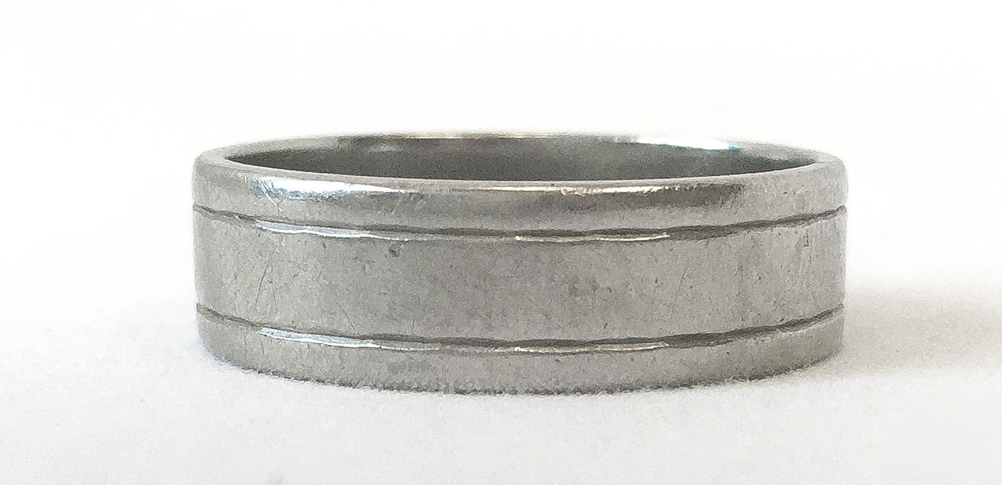 AJJ Birks 10K White Gold Solid Band Ring, Sz. 10, Vintage Wedding Engagement Band