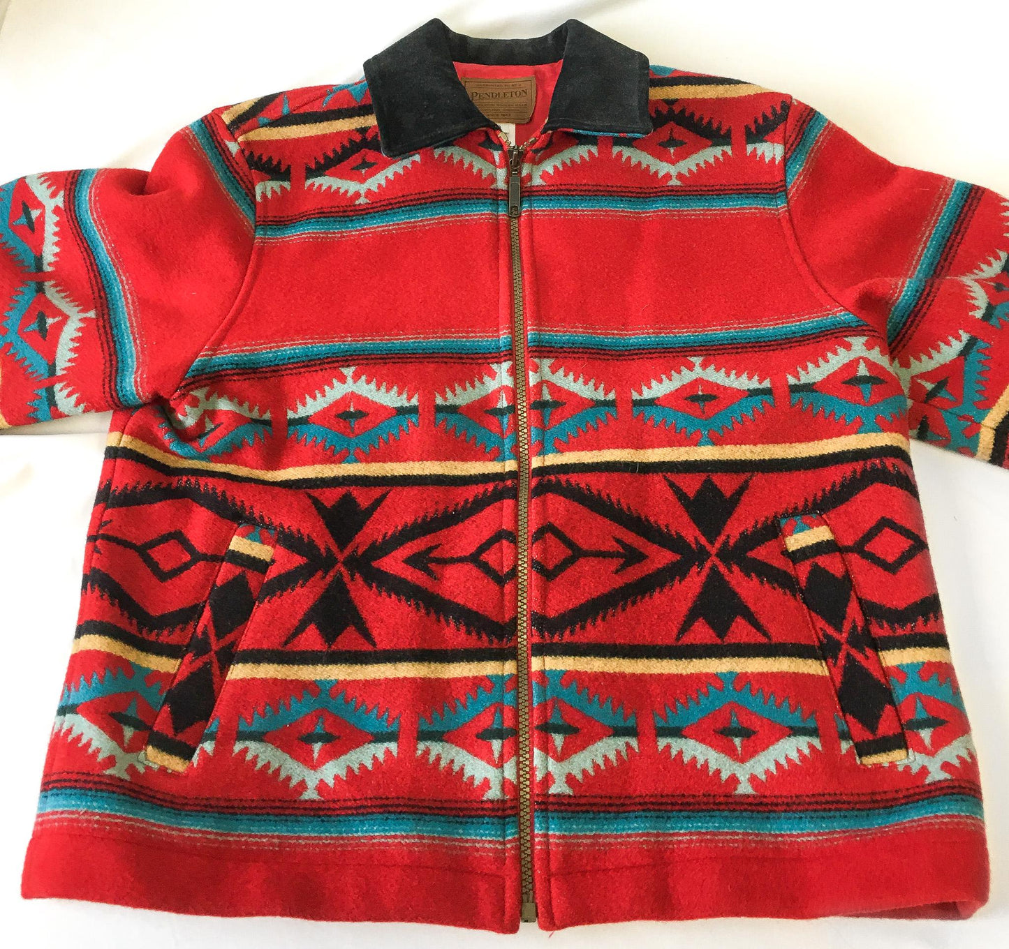 Vintage Inspired Pendleton Red Aztec Patterned Wool Jacket, Women's Sz. S, Vintage Western Jacket