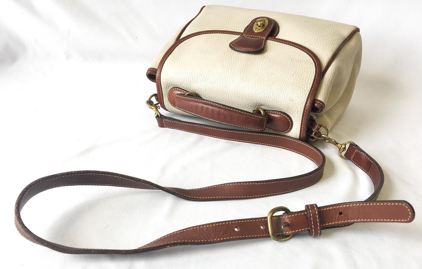 Vintage 90s Coach Monticello Bone/Cream/Brown Top Handle/Crossbody Bag, Style #4226, From 1992 Sheridan Collection, Rare Coach Bag