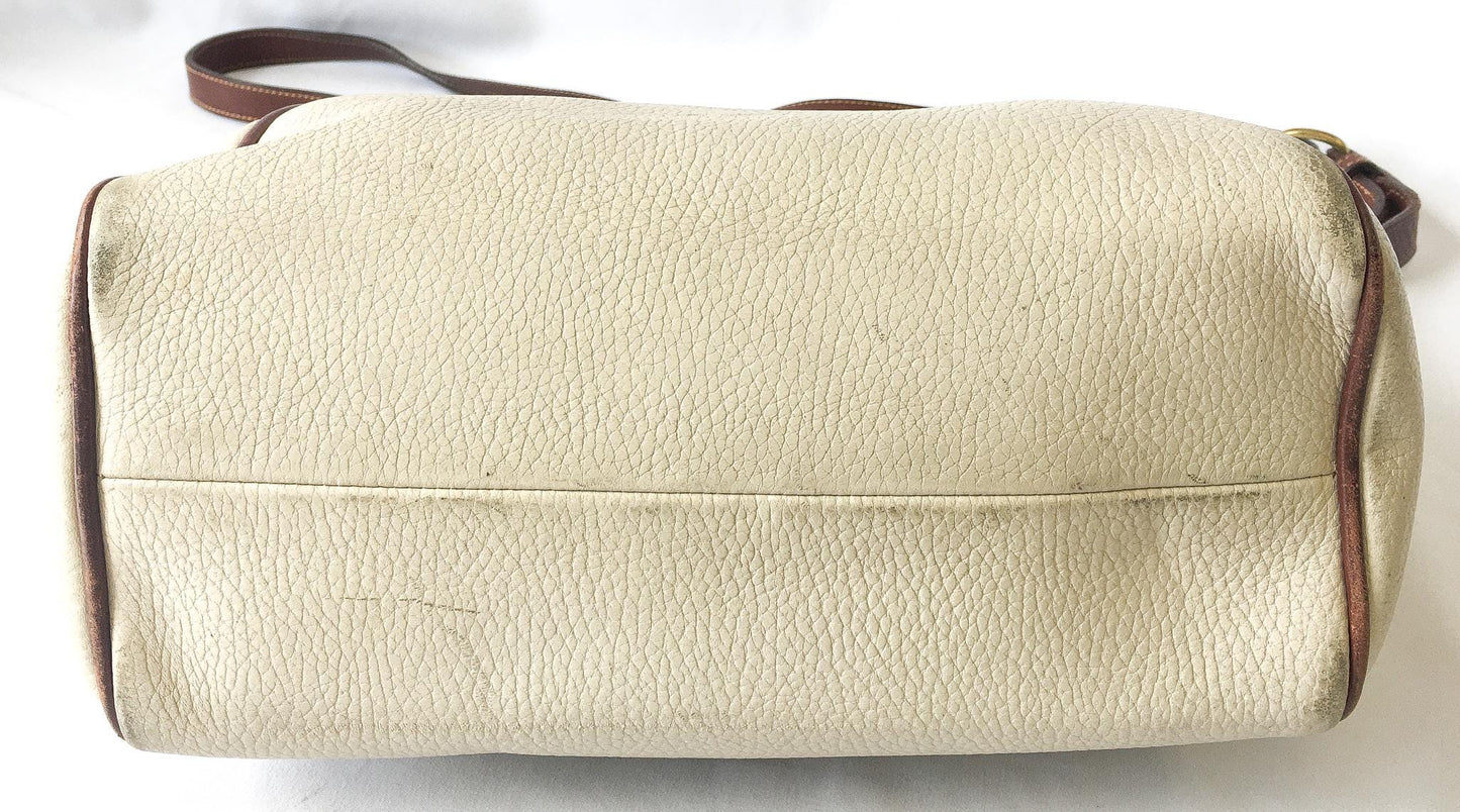 Vintage 90s Coach Monticello Bone/Cream/Brown Top Handle/Crossbody Bag, Style #4226, From 1992 Sheridan Collection, Rare Coach Bag