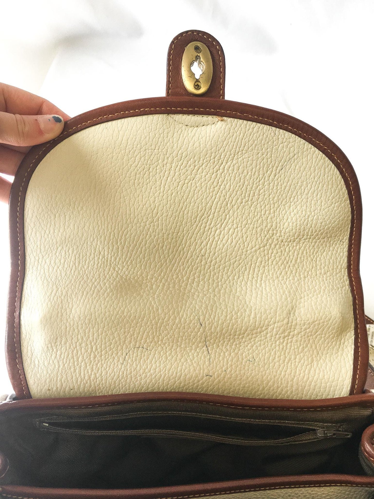 Vintage 90s Coach Monticello Bone/Cream/Brown Top Handle/Crossbody Bag, Style #4226, From 1992 Sheridan Collection, Rare Coach Bag