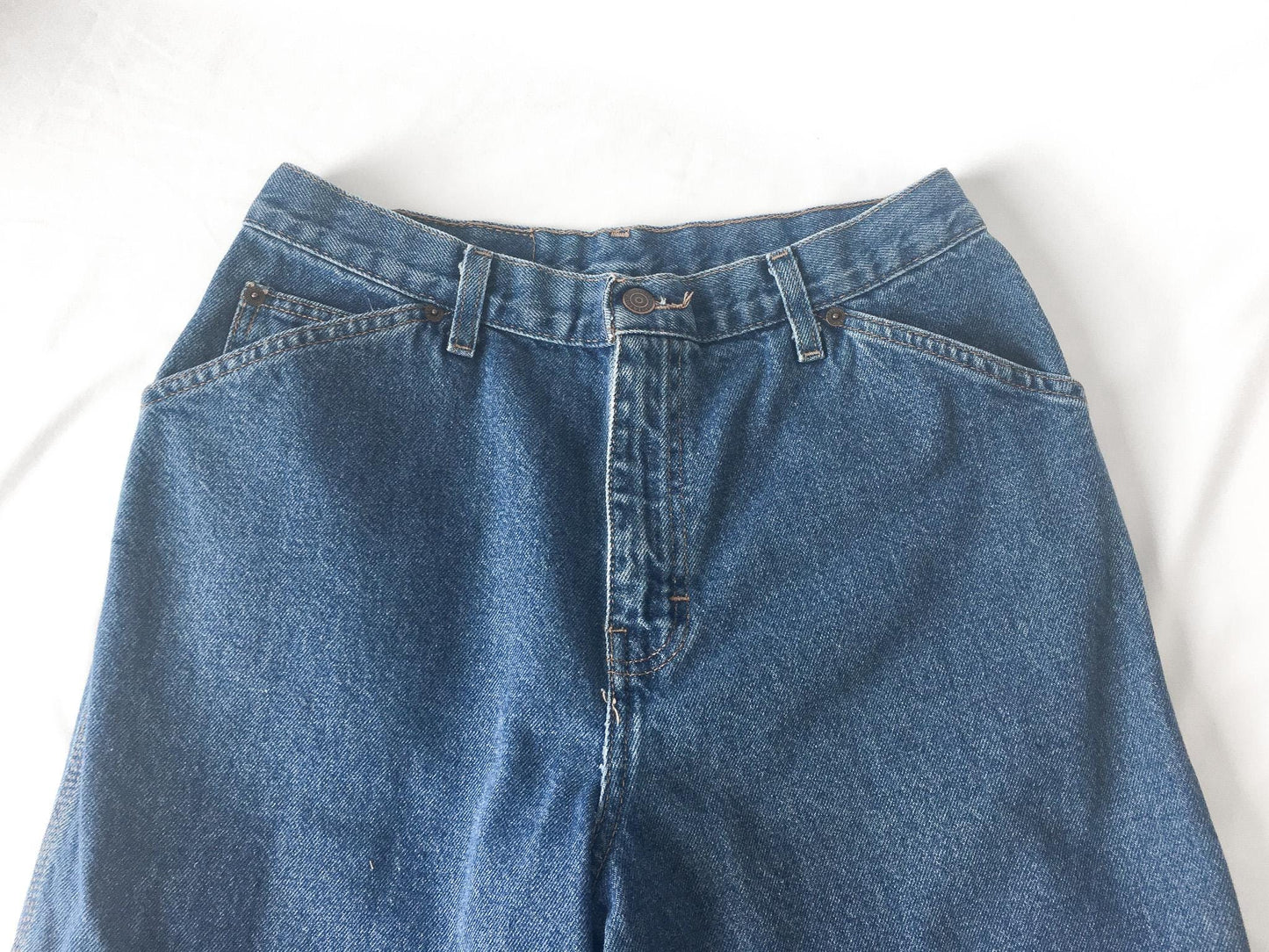 Vintage Gitano Medium Wash High Rise Relaxed/Baggy Wide Leg Carpenter Cargo Jeans, 28" x 29"