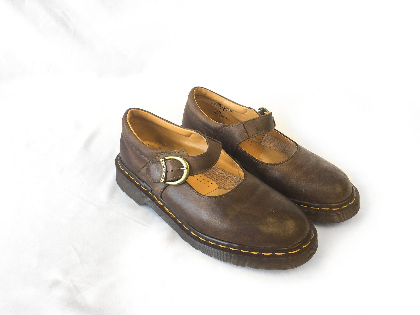 Vintage 90s Dr Martens Brown Leather Mary Jane Loafers, UK Women's Sz. 7, US Women's Sz. 9.5