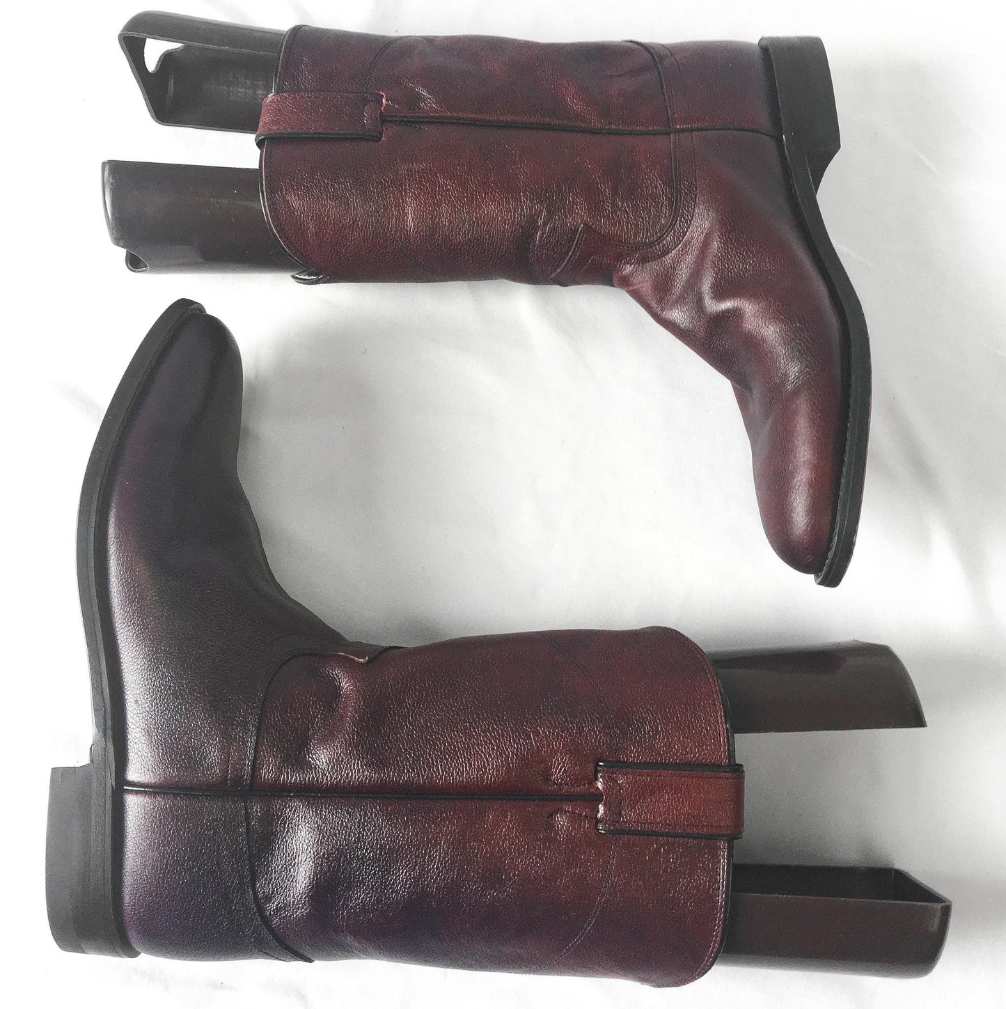 Vintage Justin Dark Cherry Red/Burgundy Leather Cowboy Boots, Style #3435, Men's Sz. 9.5D, Vintage Western Boots