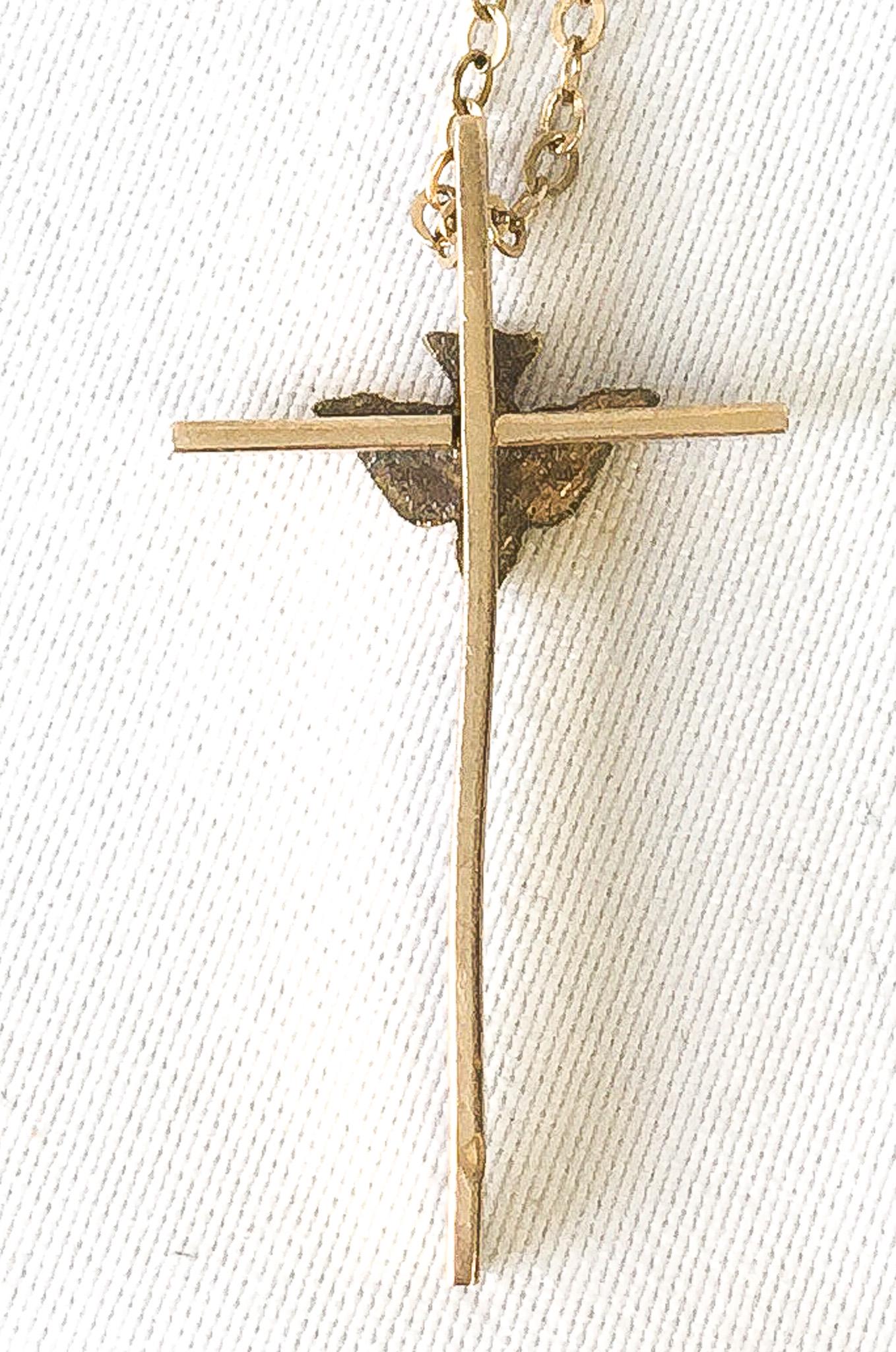14K Gold Filled Cross with Dove Pendant on 17" 1/20th 14K Gold Filled Chain, Simple Dainty Everyday Cross Necklace