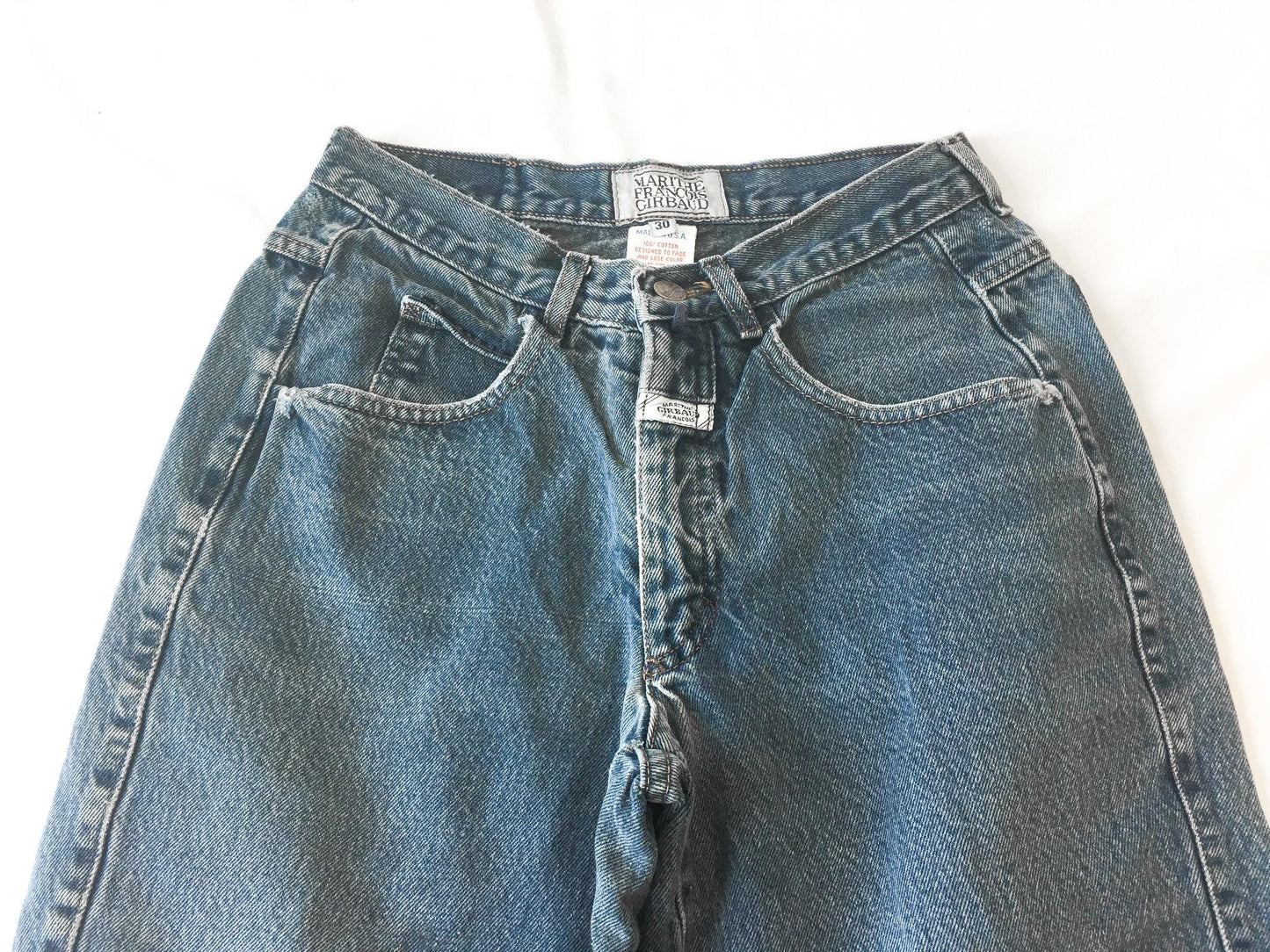 90s Marithe Francois Girbaud Medium Stonewash High Rise Straight Leg/Baggy Jeans, 26" x 31"