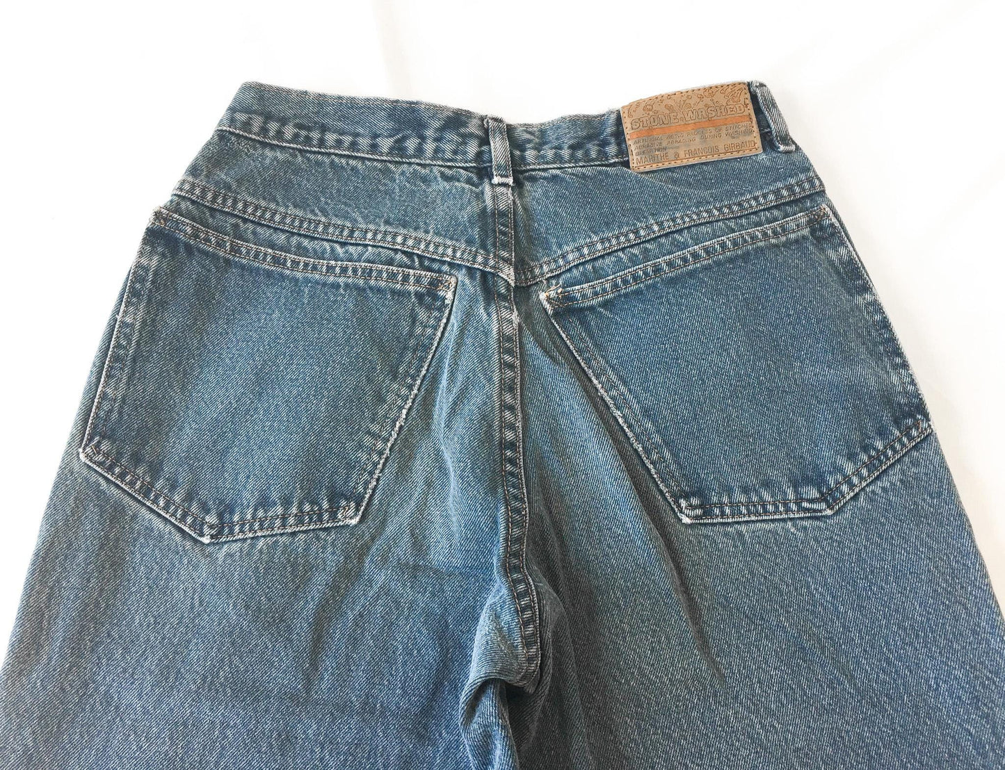 90s Marithe Francois Girbaud Medium Stonewash High Rise Straight Leg/Baggy Jeans, 26" x 31"