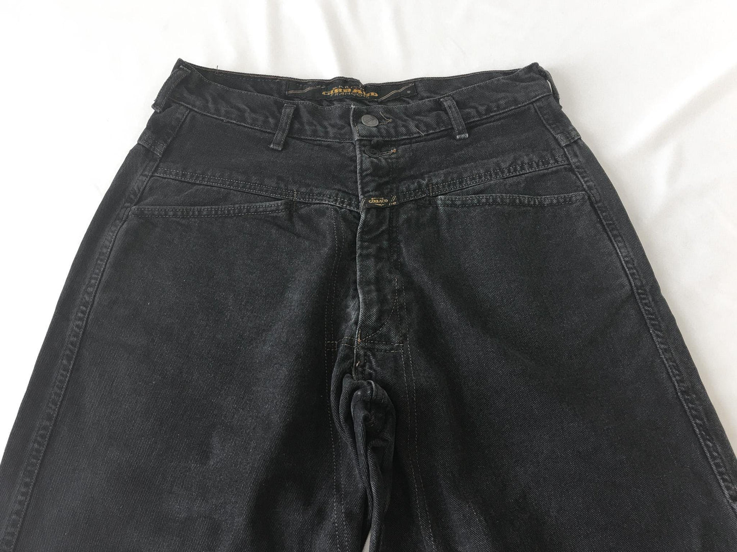 90s Marithe Francois Girbaud Black Stonewashed Straight Leg/Baggy High Rise Jeans, 28" x 30"