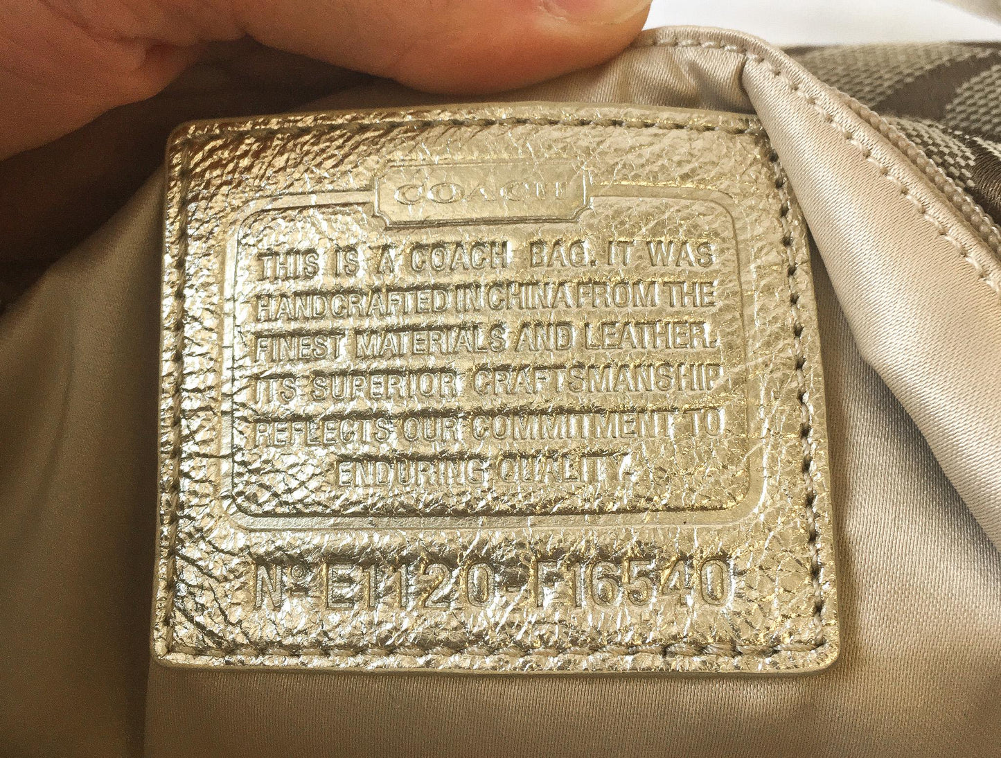 00s Coach Penelope Metallic Beige Gold Signature C Monogram Canvas Leather Shoulder Bag with Matching Wallet, Style #F16540, Y2K Coach Bag