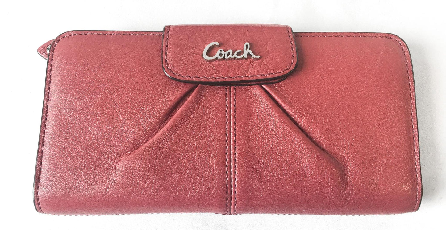 00s Coach Ashley Hippie Dusty Rose Pink Pleated Shoulder Tote Bag with Matching Wallet & Detachable Strap, Style #17605, Y2K Coach Handbag