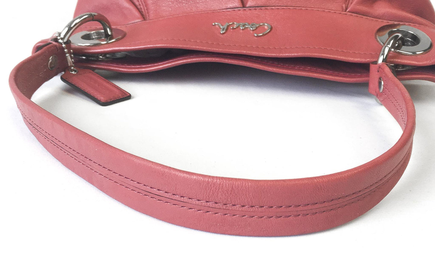 00s Coach Ashley Hippie Dusty Rose Pink Pleated Shoulder Tote Bag with Matching Wallet & Detachable Strap, Style #17605, Y2K Coach Handbag