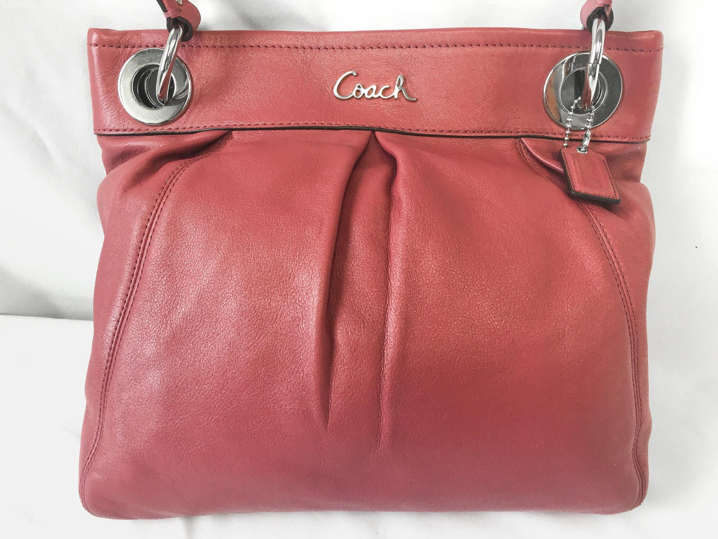 00s Coach Ashley Hippie Dusty Rose Pink Pleated Shoulder Tote Bag with Matching Wallet & Detachable Strap, Style #17605, Y2K Coach Handbag