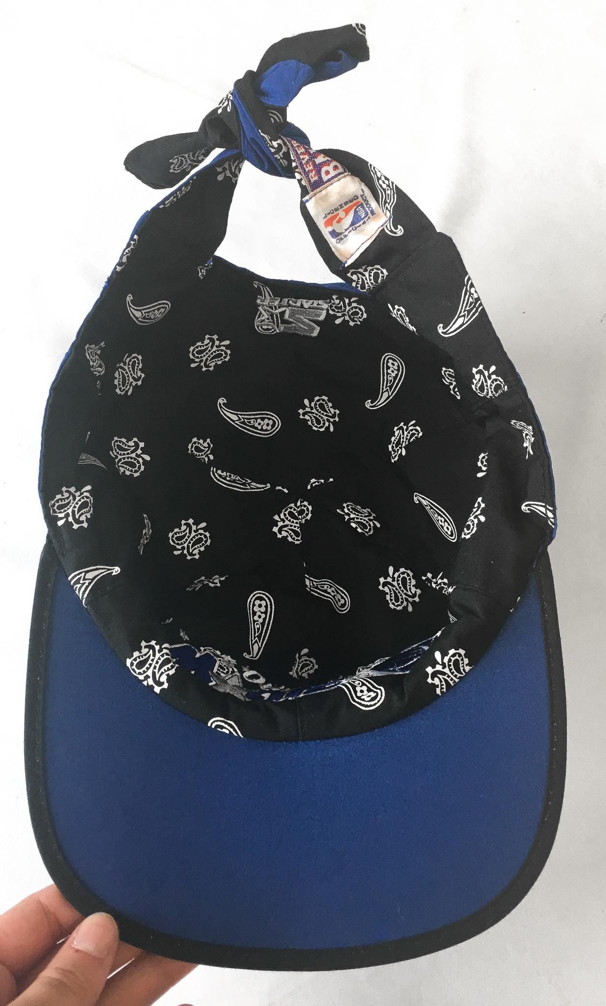 90s Orlando Magic Reversible Bandana Paisley Print Embroidered Tie Back Flatbrim Baseball Cap, Vintage Orlando Magic NBA Apparel