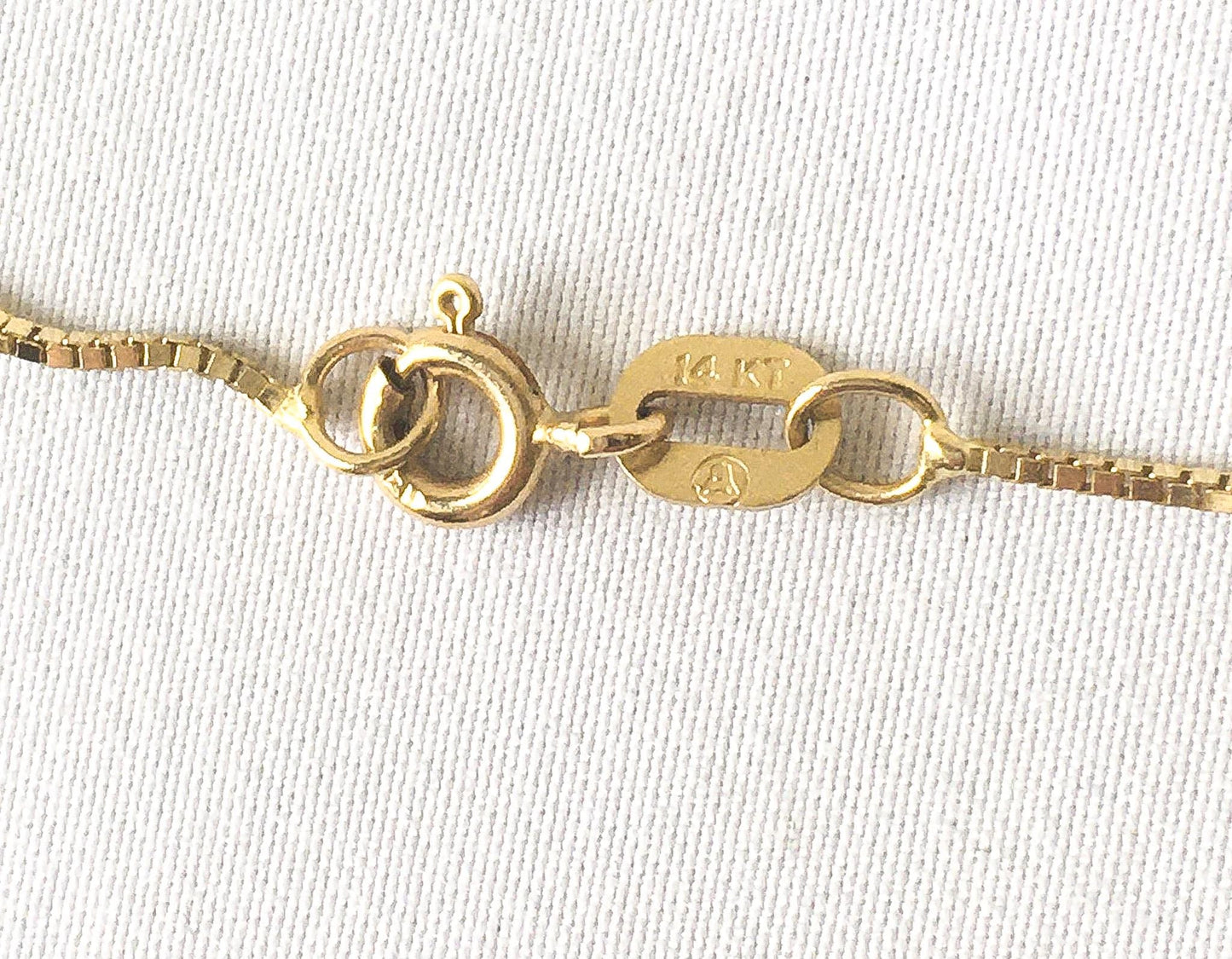 14K Italy Yellow Gold Box Chain Necklace, 16 Inches, 1mm, 2.2 Grams, Simple Everyday Dainty Layering Chain