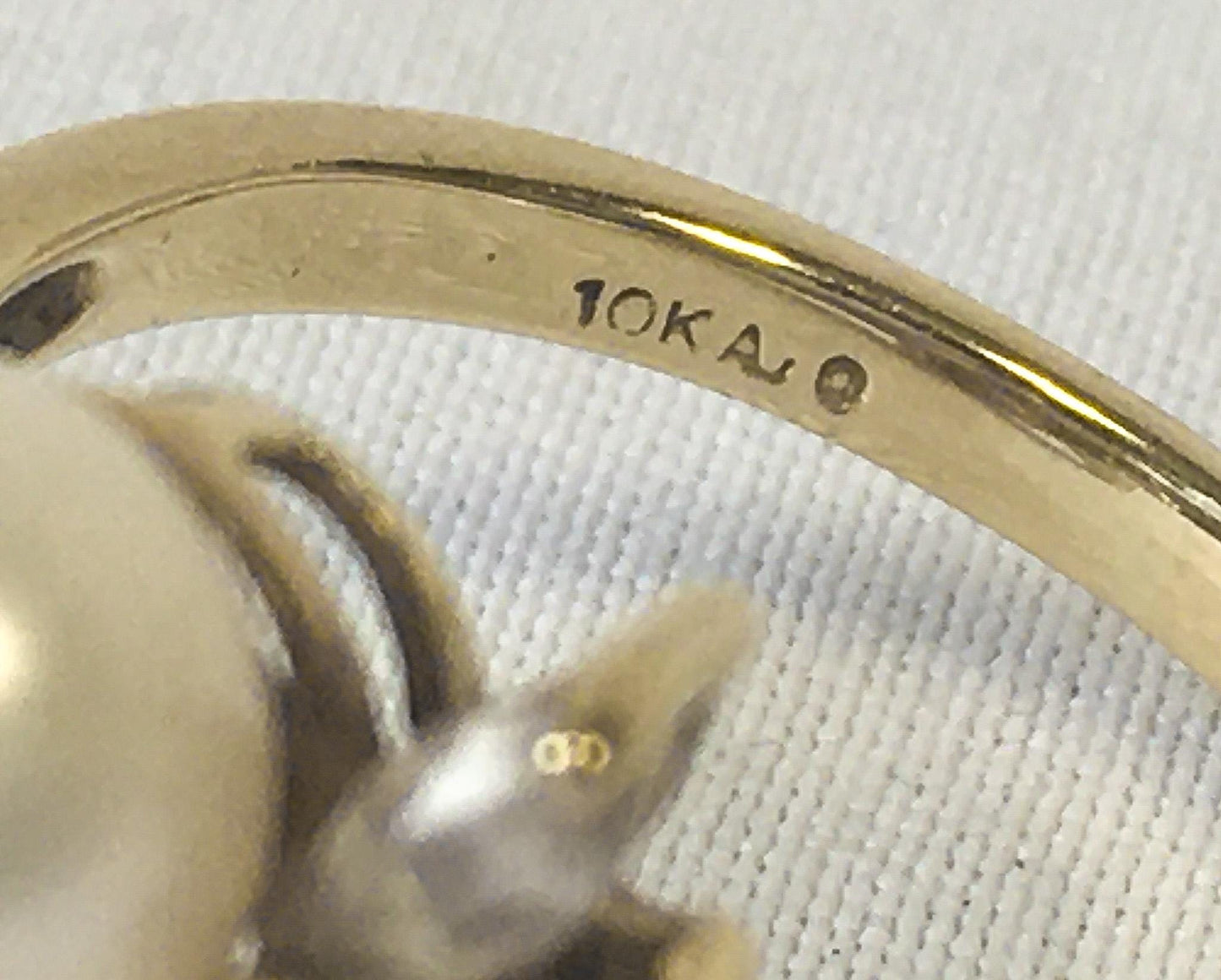 Vintage 10K Twin Pearl White Topaz Cubic Zirconia Bypass Ring, Sz. 5.25, Vintage Estate Art Deco Cocktail Style Ring